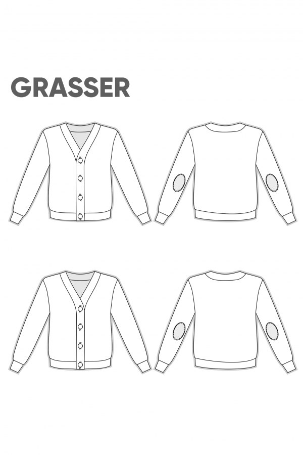 Детский кардиган, выкройка №165 — выкройка бренда Grasser, технический рисунок