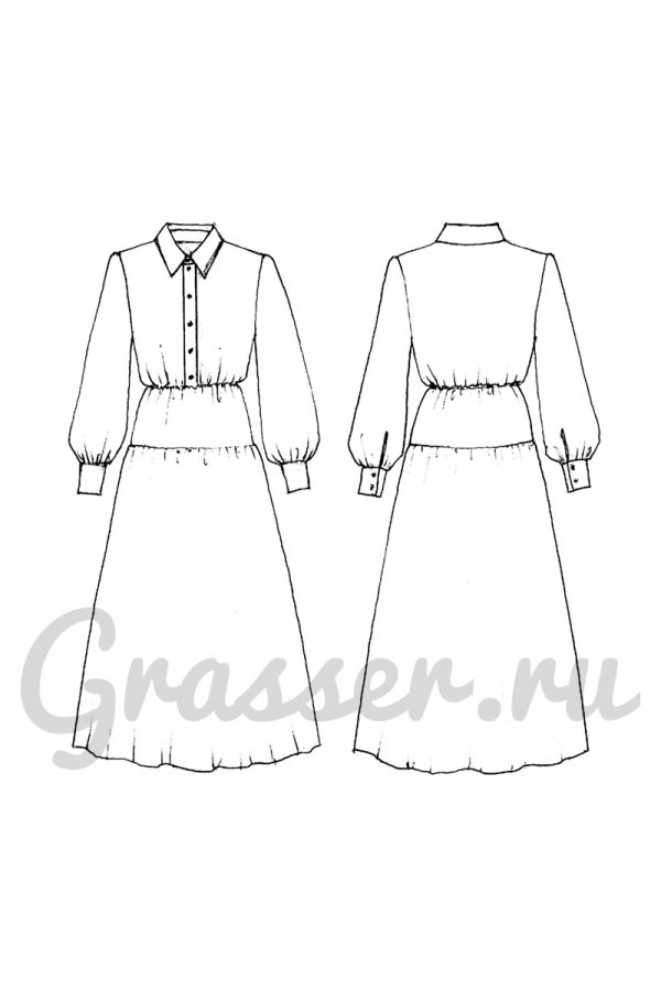Платье, выкройка №711 — выкройка бренда Grasser, технический рисунок