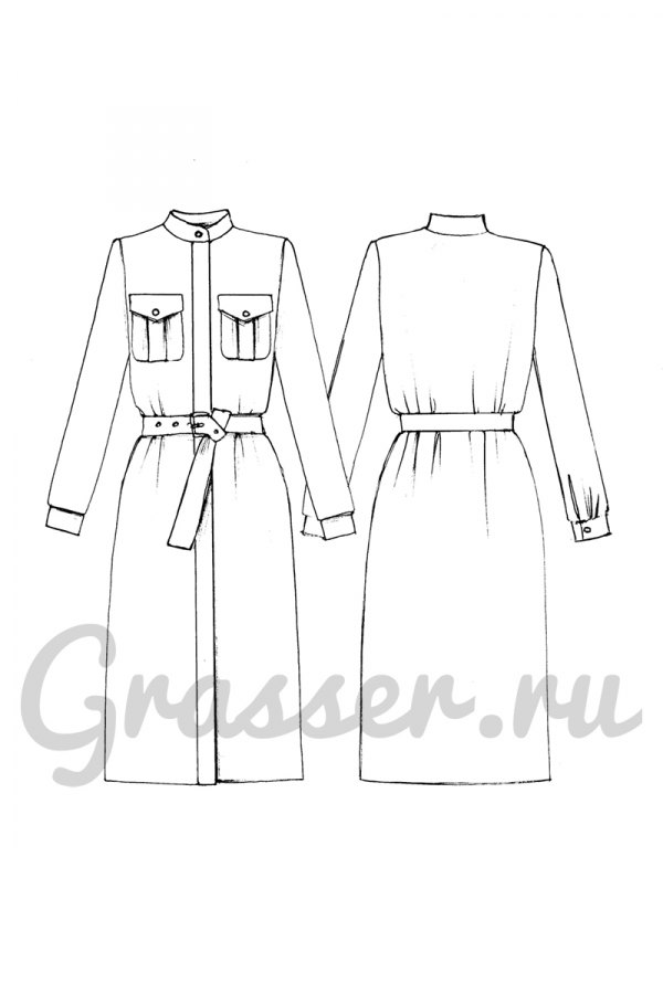 Платье, выкройка №234 — выкройка бренда Grasser, технический рисунок