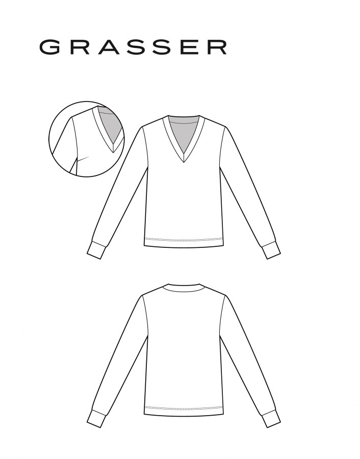 Джемпер, выкройка №1311 — выкройка бренда Grasser, технический рисунок