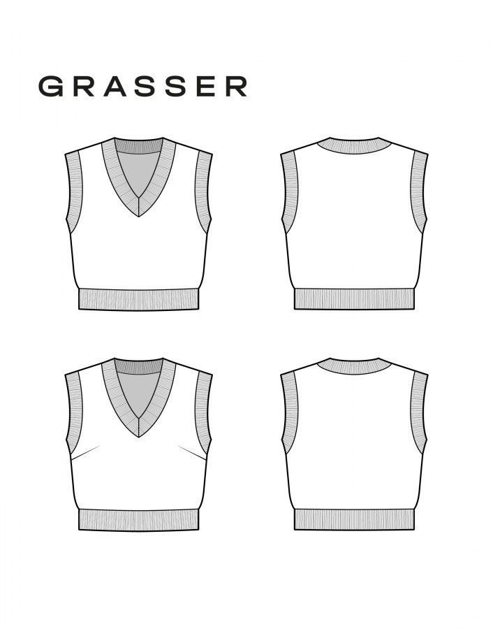 Жилет, выкройка №1006 — выкройка бренда Grasser, технический рисунок