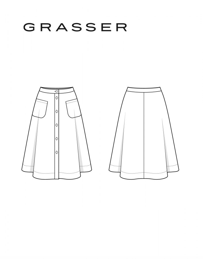 Юбка, выкройка №1350 — выкройка бренда Grasser, технический рисунок
