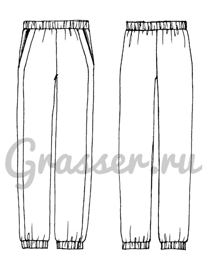Брюки, выкройка №325 — выкройка бренда Grasser, технический рисунок