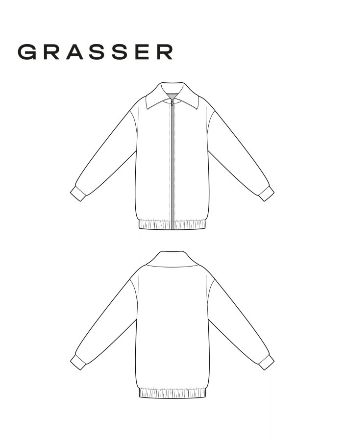Кардиган на молнии, выкройка №1052 — выкройка бренда Grasser, технический рисунок