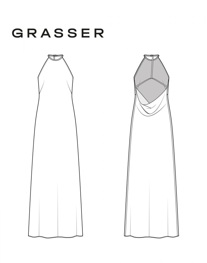 Платье, выкройка №1082 — выкройка бренда Grasser, технический рисунок
