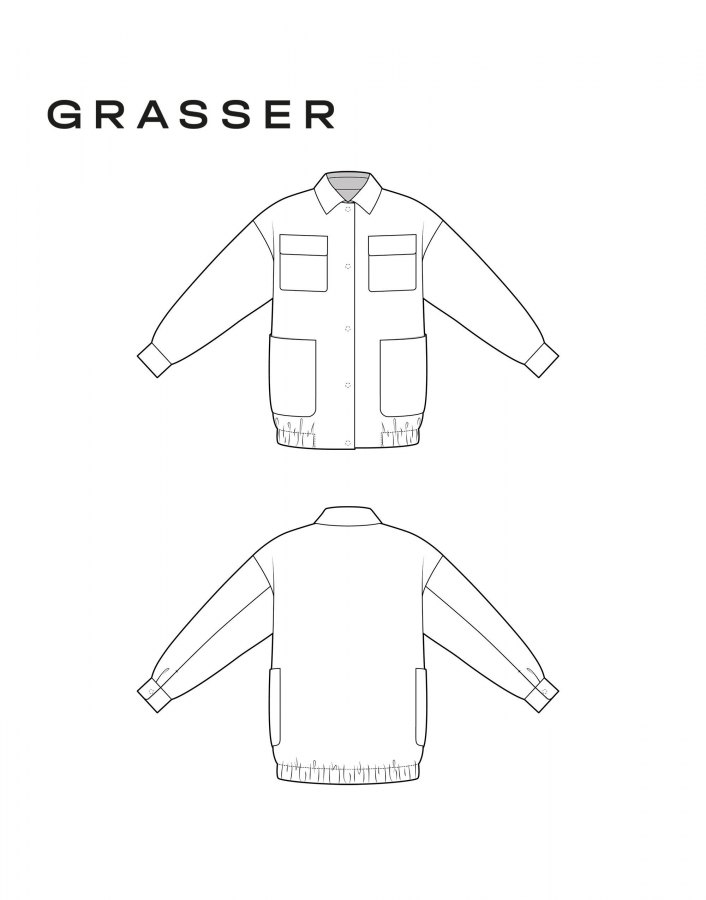 Пальто, выкройка №1002 — выкройка бренда Grasser, технический рисунок