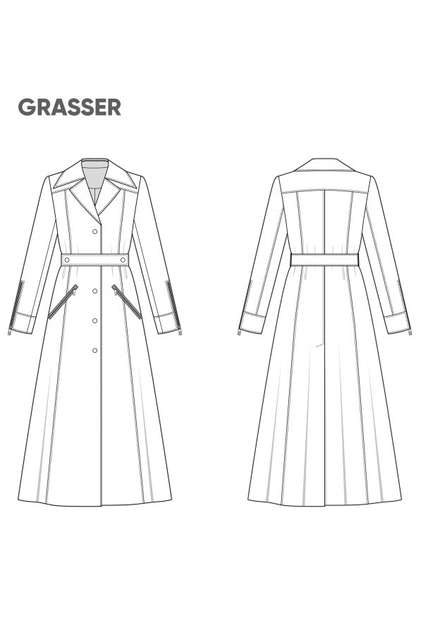 Плащ, выкройка №910 — выкройка бренда Grasser, технический рисунок