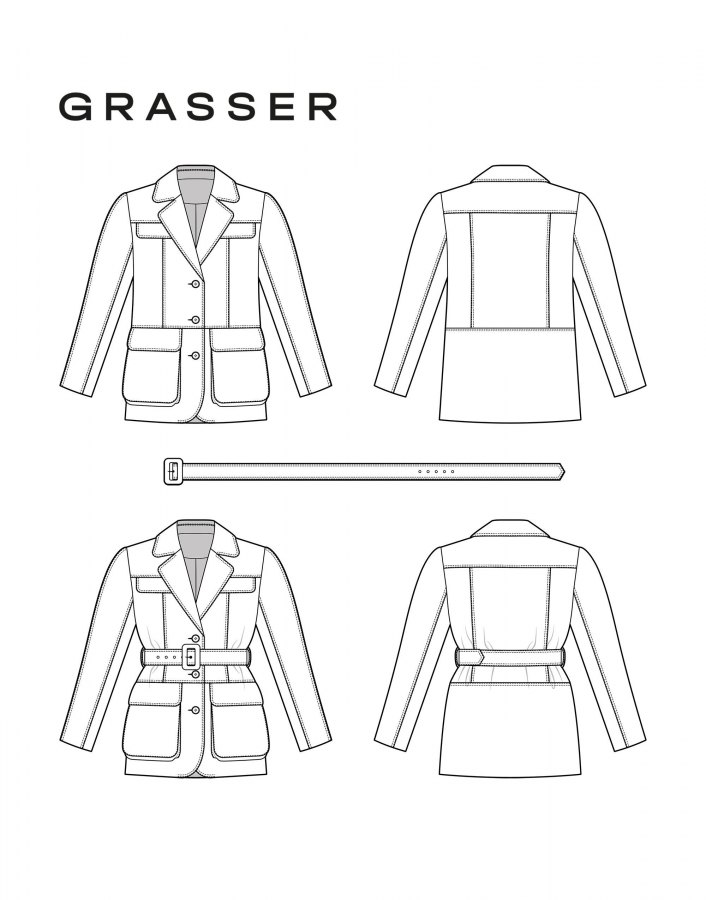 Жакет, выкройка №1016 — выкройка бренда Grasser, технический рисунок
