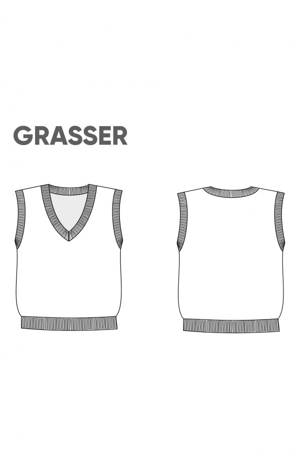 Жилет, выкройка №864 — выкройка бренда Grasser, технический рисунок