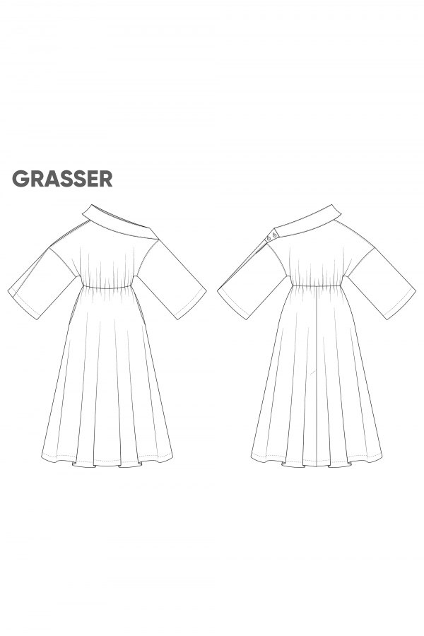 Платье, выкройка №843 — выкройка бренда Grasser, технический рисунок