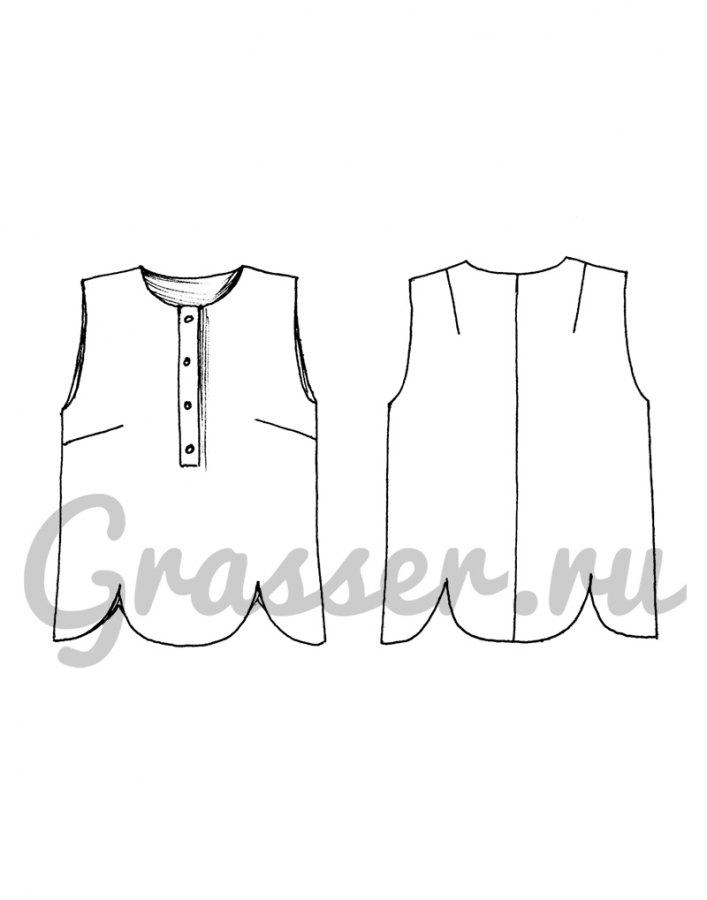 Топ, выкройка №438 — выкройка бренда Grasser, технический рисунок