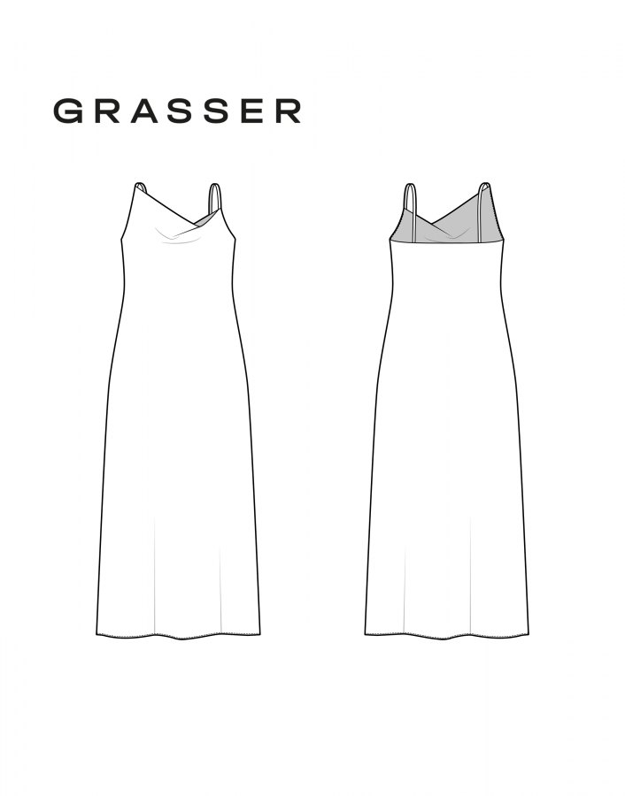 Платье, выкройка №1030 — выкройка бренда Grasser, технический рисунок