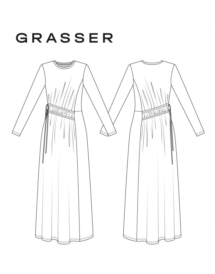 Платье, выкройка №1080 — выкройка бренда Grasser, технический рисунок