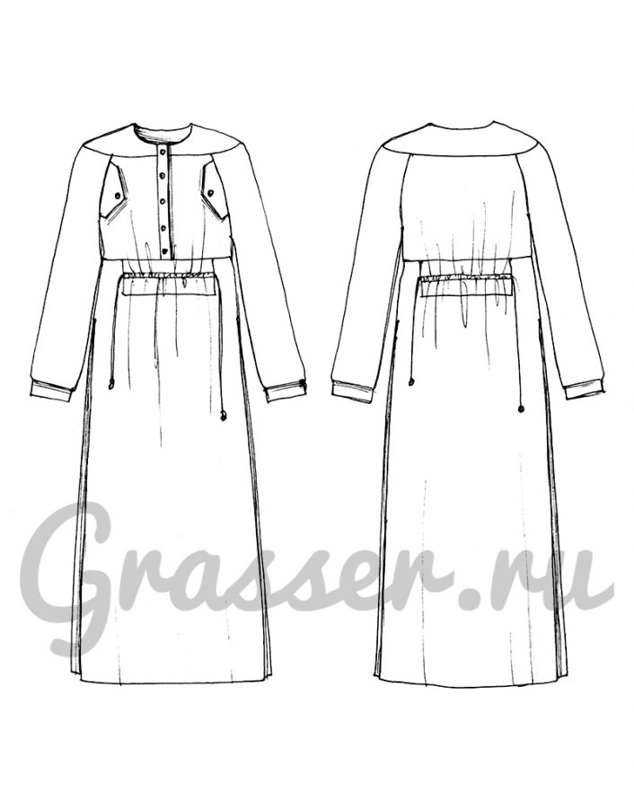 Платье-туника, выкройка №420 — выкройка бренда Grasser, технический рисунок