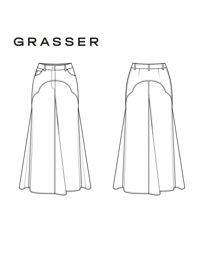 Юбка, выкройка №1045 — выкройка бренда Grasser, технический рисунок