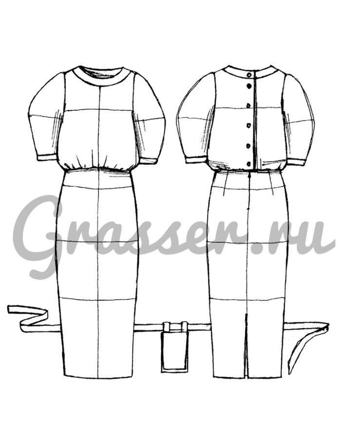 Платье, выкройка №315 — выкройка бренда Grasser, технический рисунок