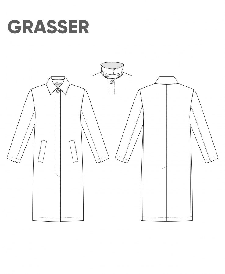 Плащ, выкройка №828 — выкройка бренда Grasser, технический рисунок
