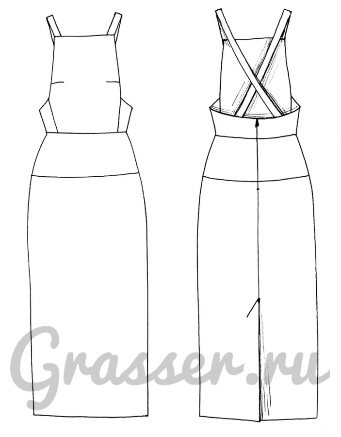 Сарафан, выкройка №422 — выкройка бренда Grasser, технический рисунок