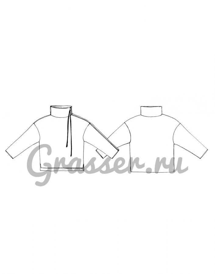 Женский свитшот, выкройка №568 — выкройка бренда Grasser, технический рисунок