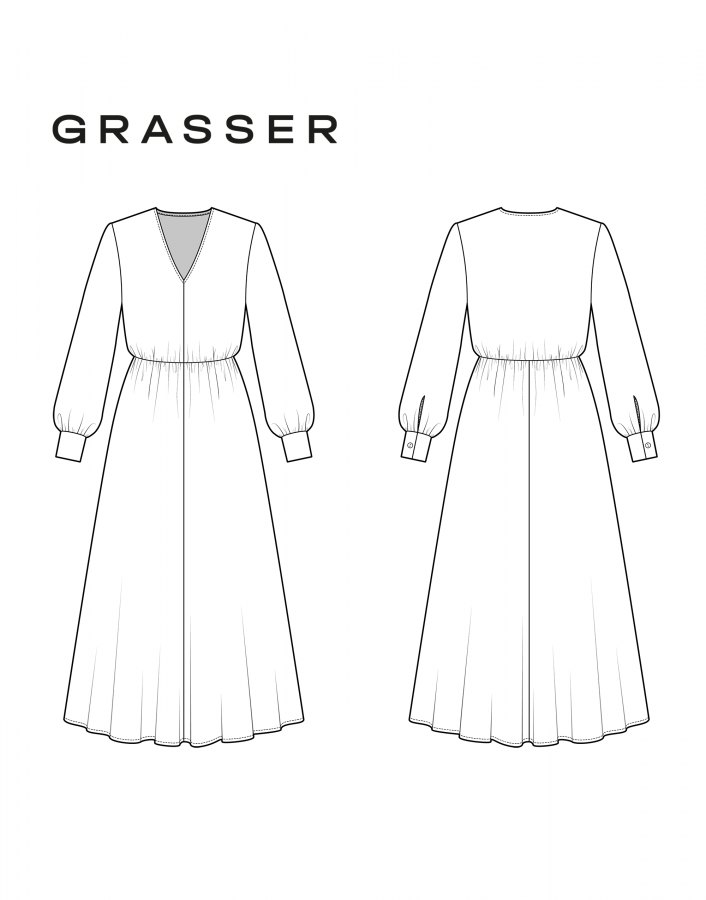 Платье, выкройка №1004 — выкройка бренда Grasser, технический рисунок