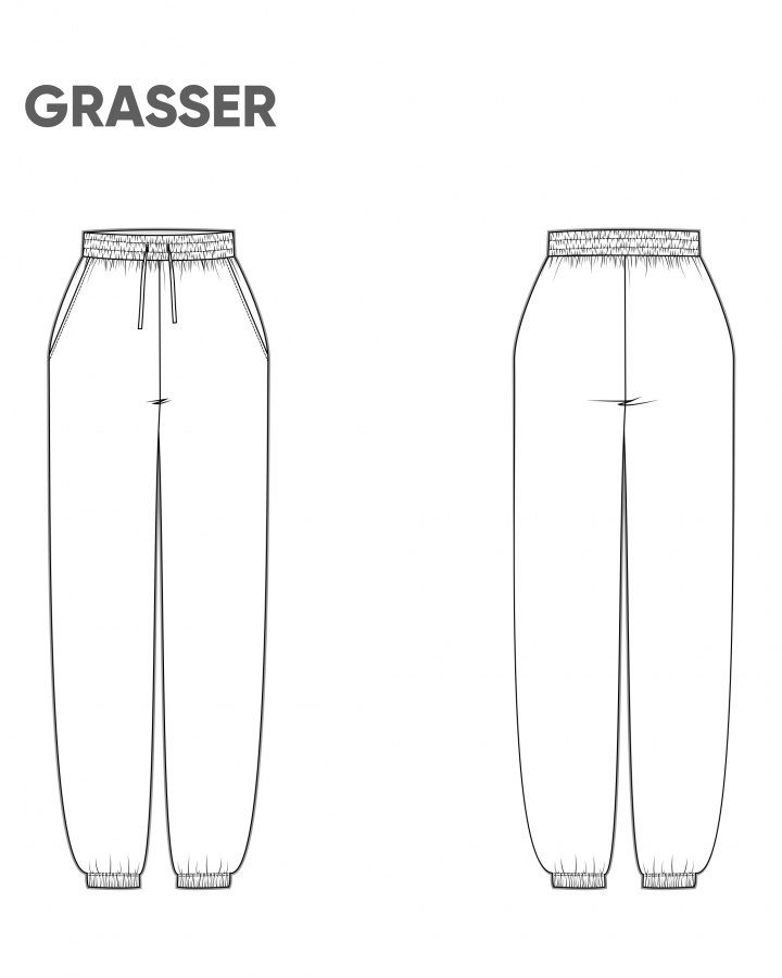 Брюки, выкройка №877 — выкройка бренда Grasser, технический рисунок