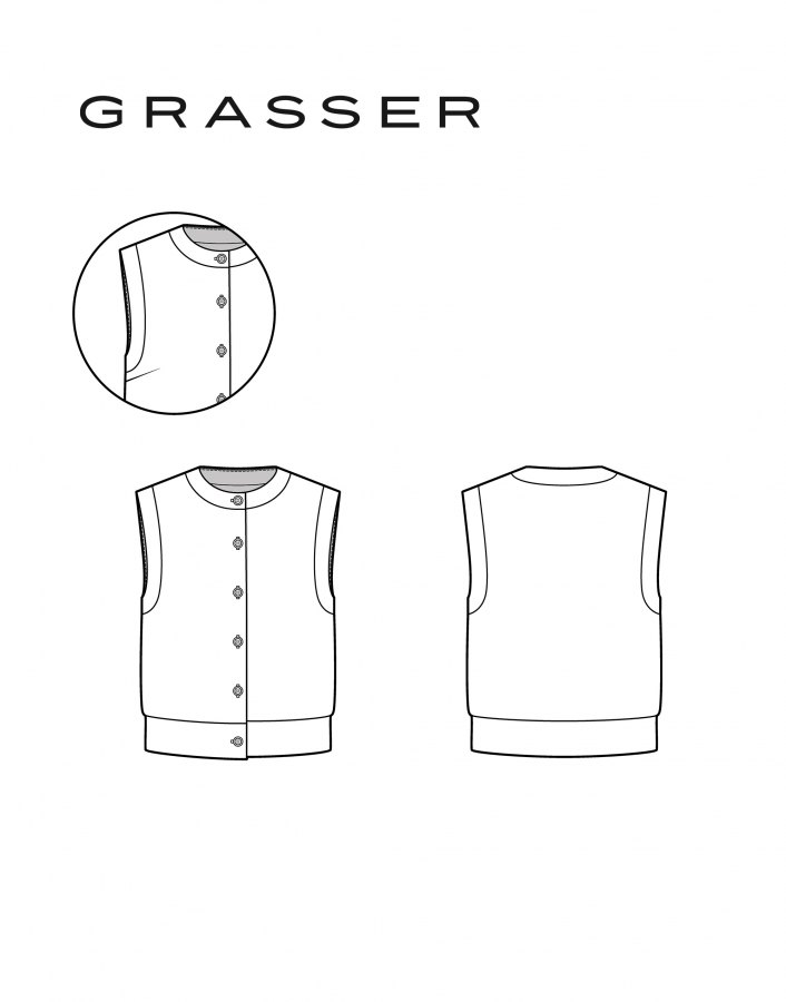 Жилет, выкройка №1305 — выкройка бренда Grasser, технический рисунок