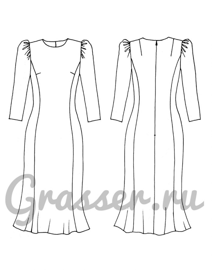 Платье, выкройка №447 — выкройка бренда Grasser, технический рисунок