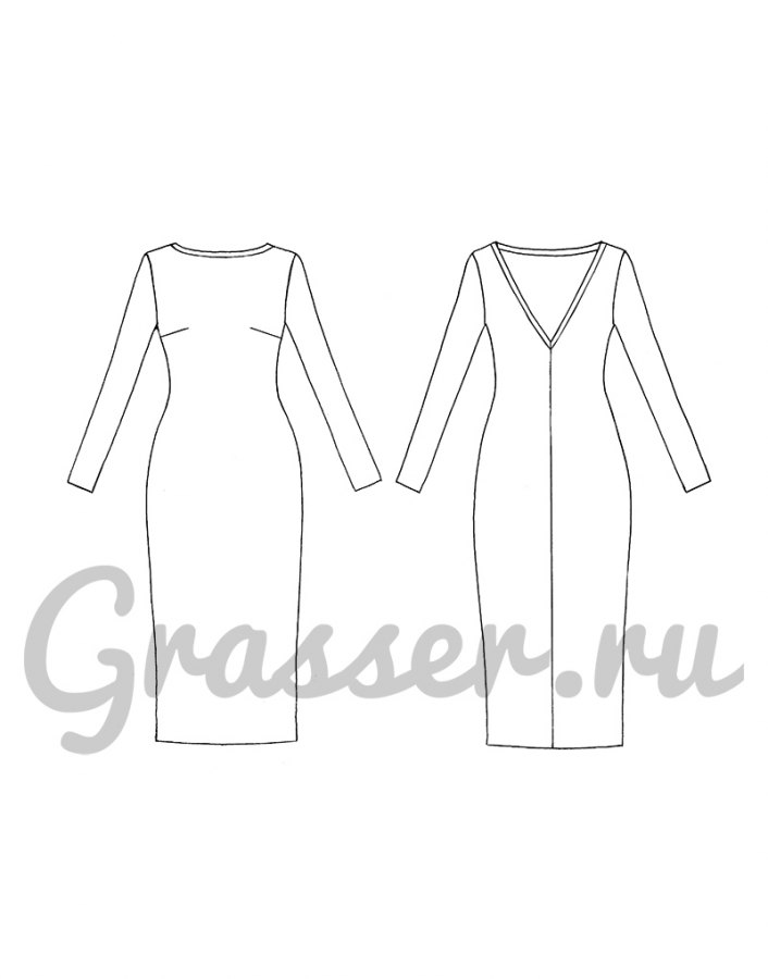 Платье, выкройка №622 — выкройка бренда Grasser, технический рисунок