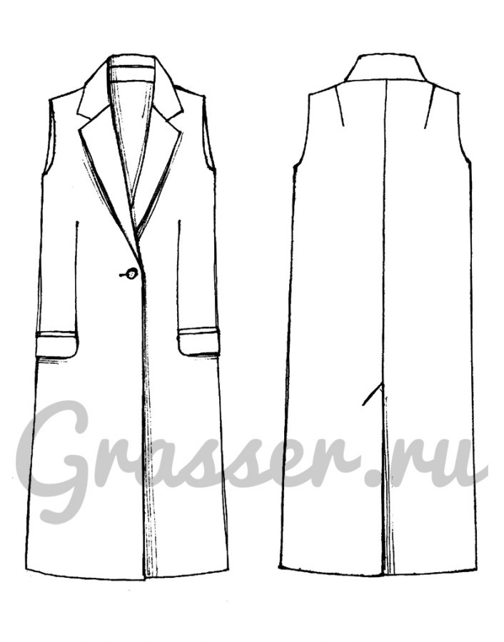 Пальто-жилет, выкройка №168 — выкройка бренда Grasser, технический рисунок