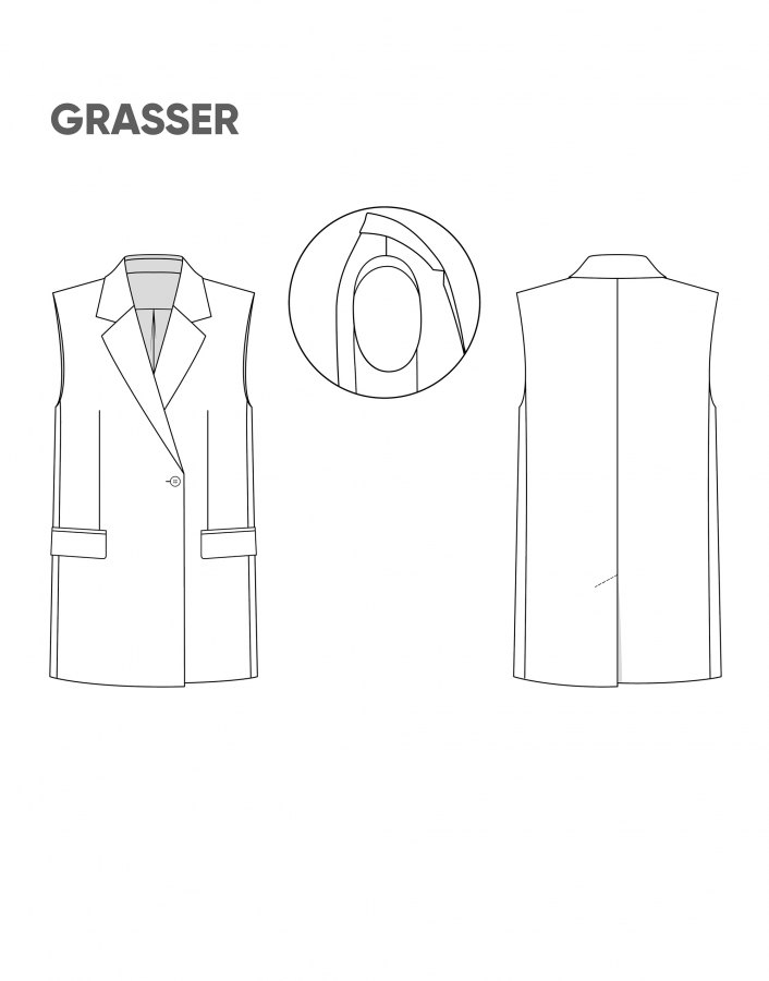 Жилет, выкройка №923 — выкройка бренда Grasser, технический рисунок