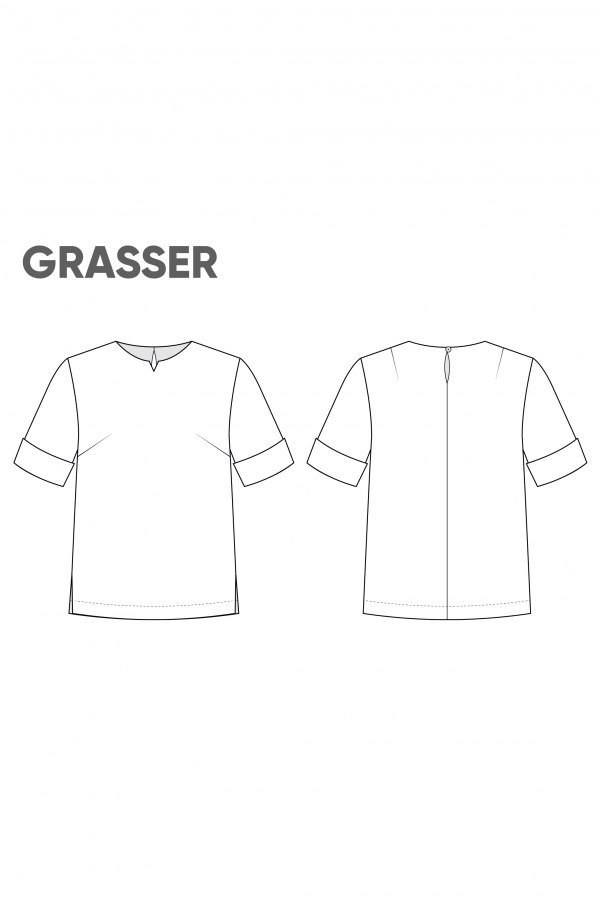 Блузка женская, выкройка №496 — выкройка бренда Grasser, технический рисунок