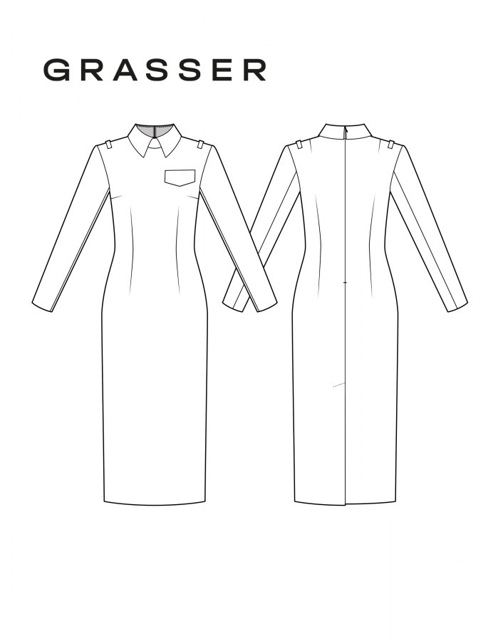 Платье, выкройка №1120 — выкройка бренда Grasser, технический рисунок