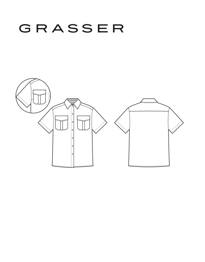 Рубашка, выкройка №1349 — выкройка бренда Grasser, технический рисунок