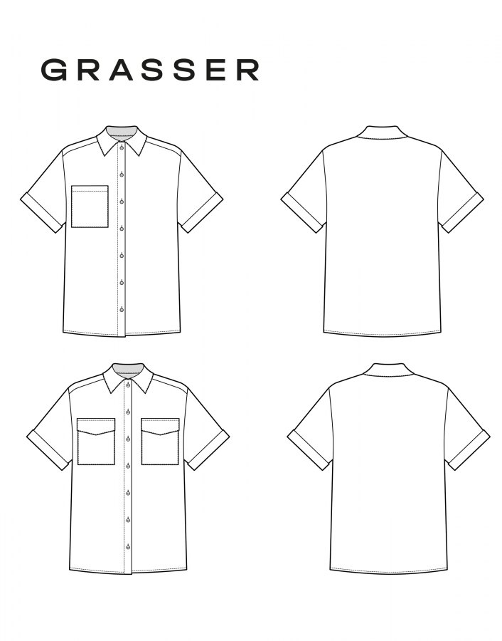 Рубашка, выкройка №947 — выкройка бренда Grasser, технический рисунок