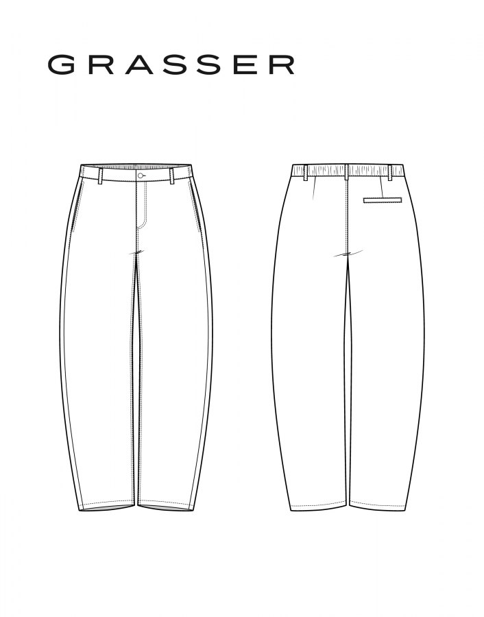 Мужские брюки джинсы, выкройка №1316 — выкройка бренда Grasser, технический рисунок