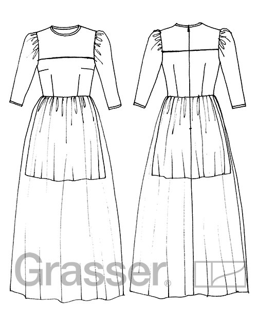 Платье, выкройка №38 — выкройка бренда Grasser, технический рисунок
