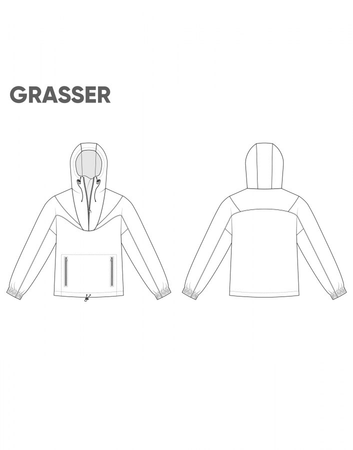 Куртка анорак, выкройка №839 — выкройка бренда Grasser, технический рисунок