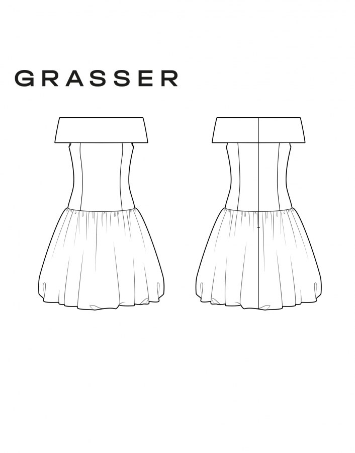 Платье, выкройка №1086 — выкройка бренда Grasser, технический рисунок