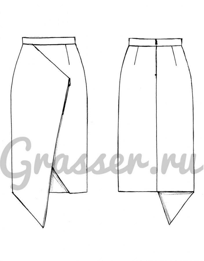 Юбка, выкройка №424 — выкройка бренда Grasser, технический рисунок
