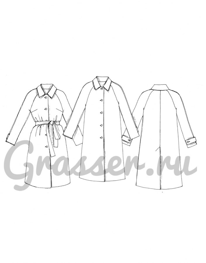 Плащ, выкройка №425 — выкройка бренда Grasser, технический рисунок