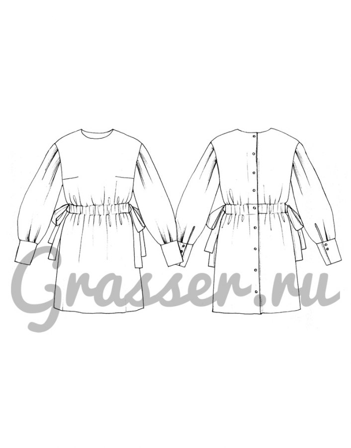 Платье, выкройка №485 — выкройка бренда Grasser, технический рисунок