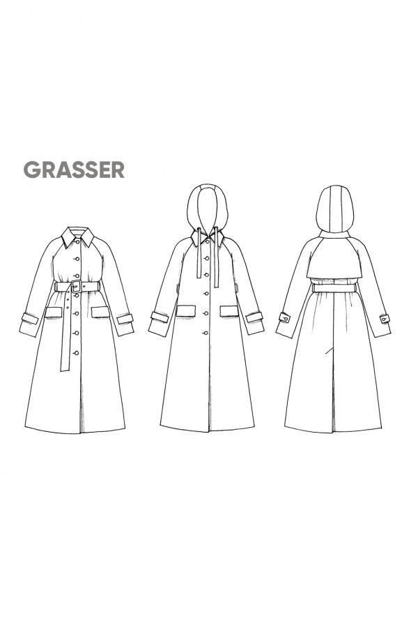 Плащ, выкройка №745 — выкройка бренда Grasser, технический рисунок