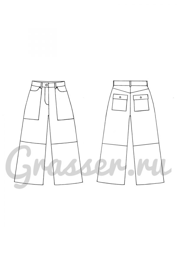 Брюки-кюлоты, выкройка №698 — выкройка бренда Grasser, технический рисунок