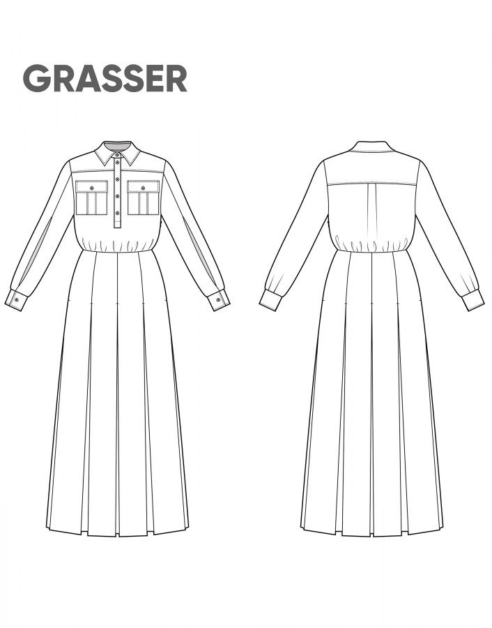 Платье, выкройка №922 — выкройка бренда Grasser, технический рисунок