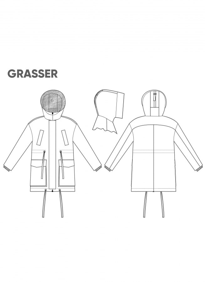 Куртка утепленная, выкройка №881 — выкройка бренда Grasser, технический рисунок