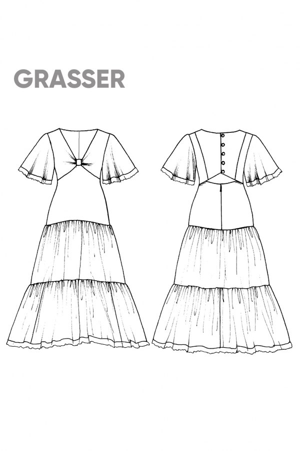 Платье, выкройка №767 — выкройка бренда Grasser, технический рисунок