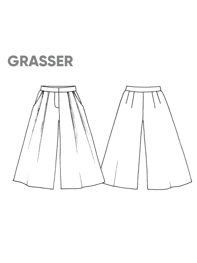 Юбка-брюки, выкройка №373 — выкройка бренда Grasser, технический рисунок