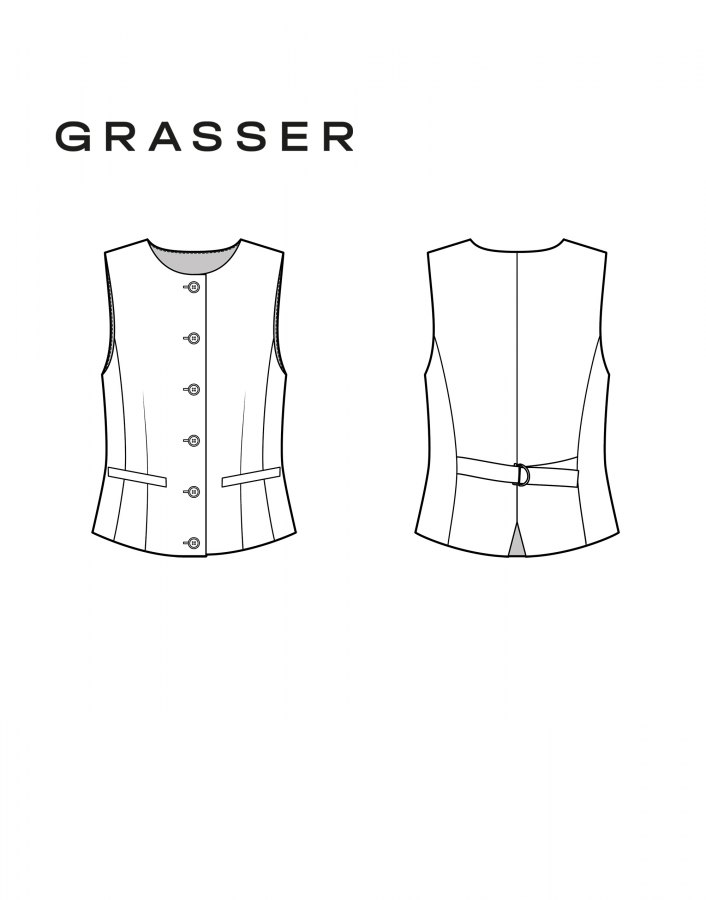 Жилет, выкройка №1116 — выкройка бренда Grasser, технический рисунок