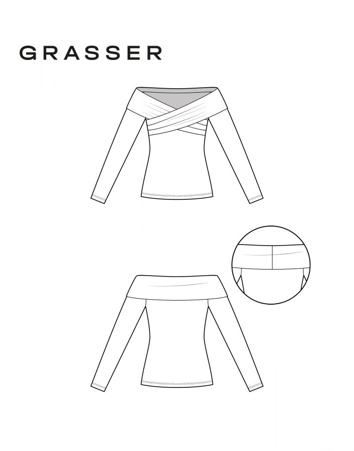 Топ, выкройка №1072 — выкройка бренда Grasser, технический рисунок