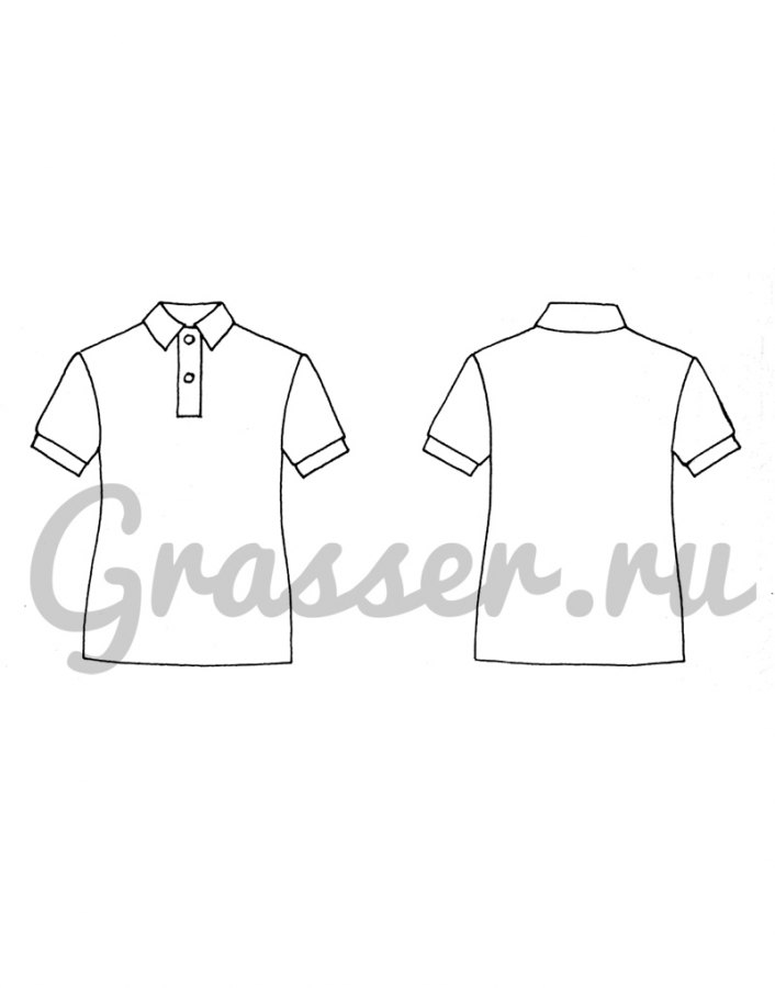 Футболка-поло, выкройка №444 — выкройка бренда Grasser, технический рисунок